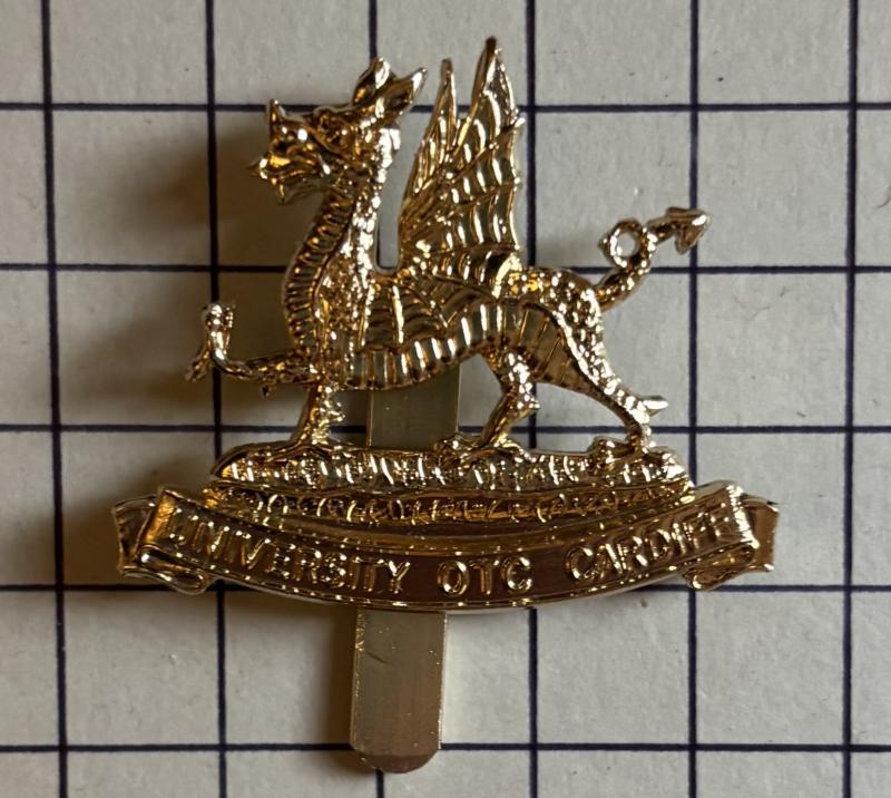 Welsh Officer Training Corps O.T.C. University of Cardiff Wales O.T.C. Anodised Aluminium Cap Badge