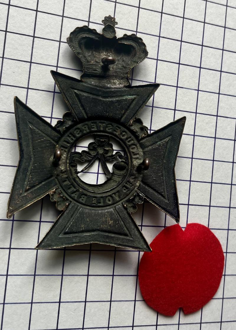 Victorian 2nd Volunteer Battalion Gloucestershire Regiment Blackened Brass Helmet Plate (HP)