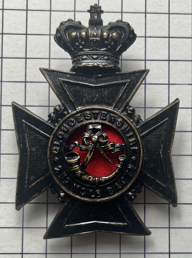 Victorian 2nd Volunteer Battalion Gloucestershire Regiment Blackened Brass Helmet Plate (HP)