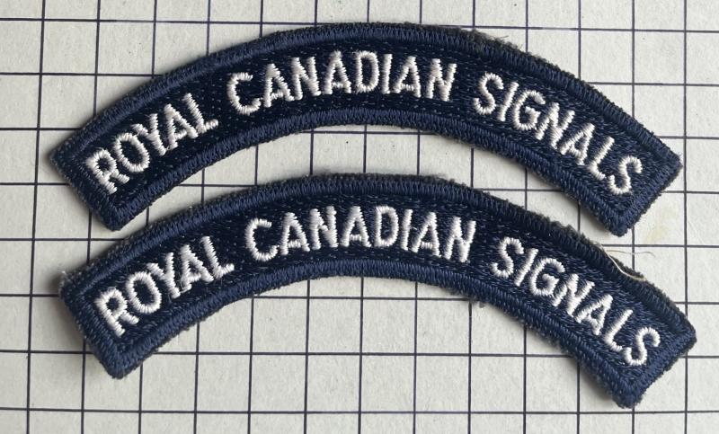 c1960s Canada Royal Canadian Corps of Signals Pair of Cloth Shoulder Title Badge Patches