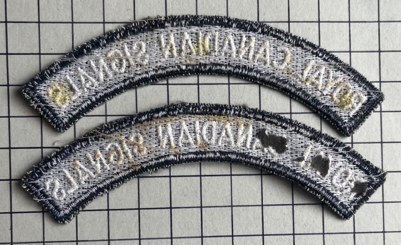 c1960s Canada Royal Canadian Corps of Signals Pair of Cloth Shoulder Title Badge Patches