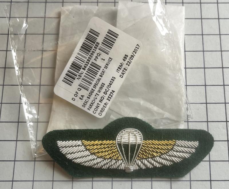2017 Special Boat Service (SBS) Parachute Qualification Wings Badge Patch
