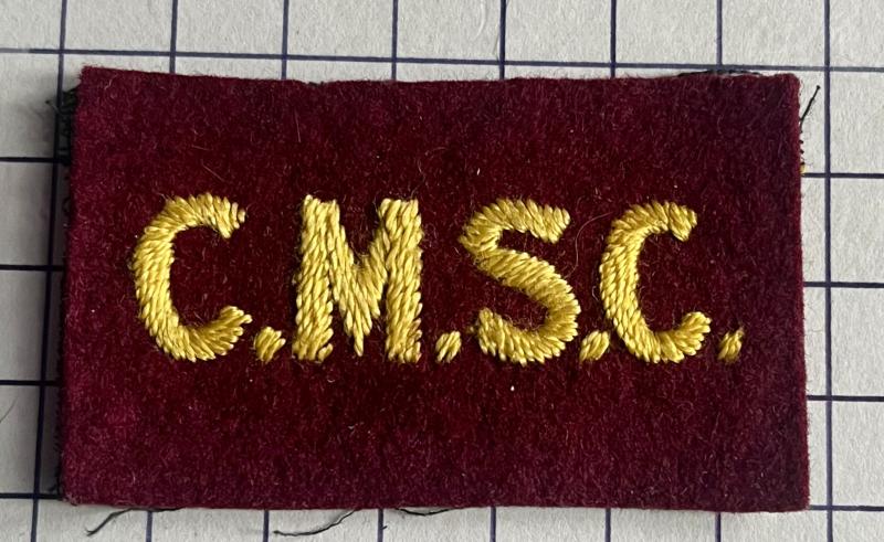 cWW2 Canada Canadian 5th Armoured Division Corps of Military Staff Clerks (CMSC) Shoulder Title Badge Patch