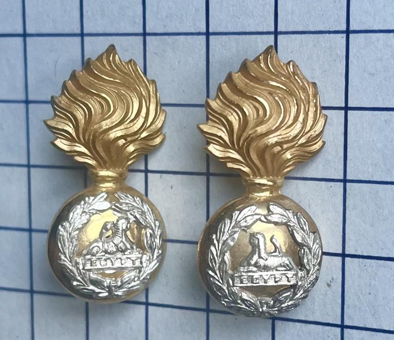 Pre-1969 Lancashire Fusiliers Silver Plate & Gilt Patrol Dress Collar Badges