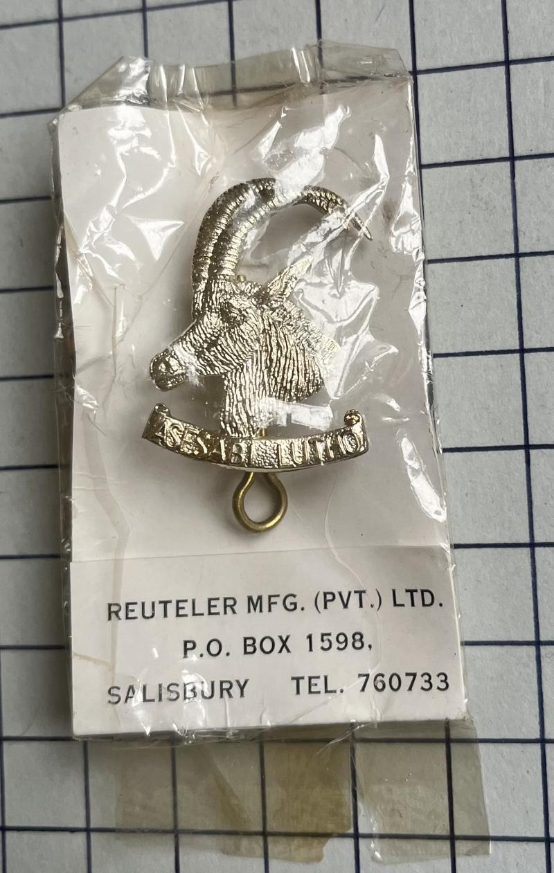 1972-80 Rhodesian Rhodesia Silver Officer Cap / Collar Badge Armoured Car Regiment