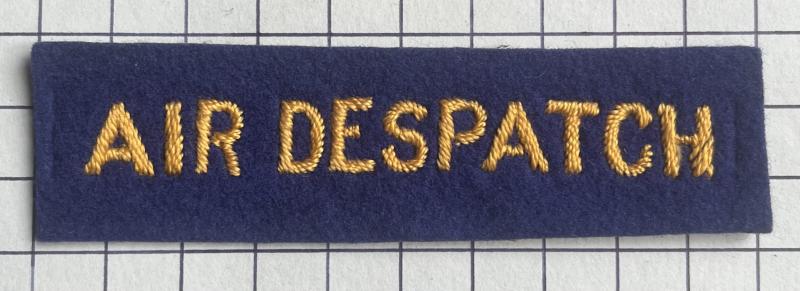cWW2 Air Despatch (AD) Strip Shoulder Title Embroidered Cloth Badge Patch Royal Army Service Corps (RASC)