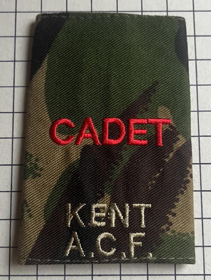 Kent Army Cadet Force (ACF) DPM Shoulder Title Slip-On Rank Slide Badge