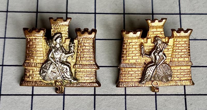 1st Battalion Royal Anglian Regiment Officer's Silver Gilt Collar Badges