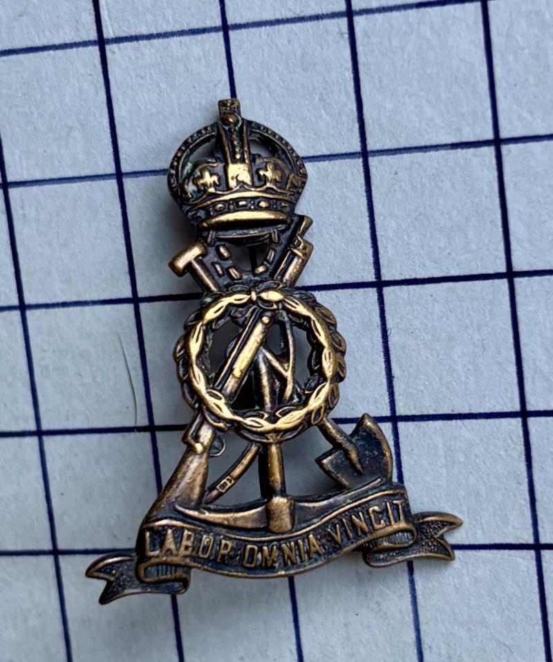 Pioneer Corps (PC) Blackened Brass Collar Badge