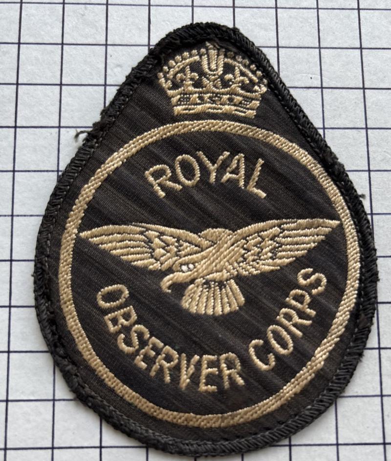 c1941-47 Royal Observer Corps (ROC) Cloth Embroidered Breast / Chest Badge