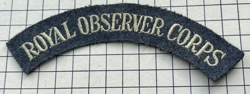 c1950s Royal Observer Corps (ROC) Cloth Shoulder Title Badge