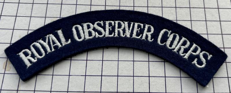 c1970s Royal Observer Corps (ROC) Cloth Shoulder Title Badge