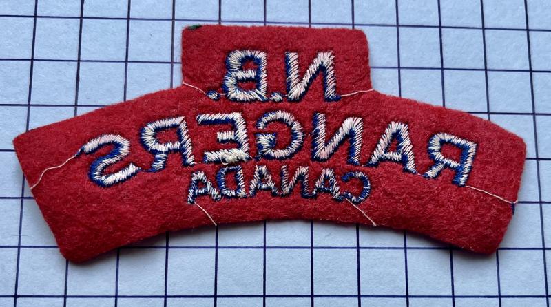 cWW2 Canadian New Brunswick (NB) Rangers 'Paste Back' Cloth Shoulder Title