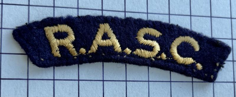 cWW2 Royal Army Service Corps (RASC) Cloth Shoulder Title Badge