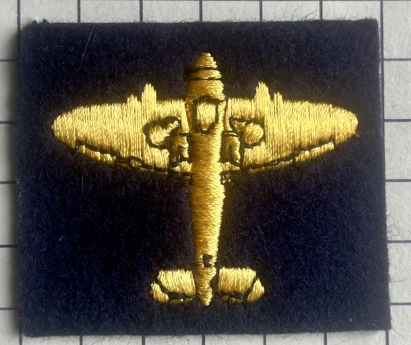 c1972-95 Royal Observer Corps (ROC) Cloth '25 Master Pass' Annual Test Gold Spitfire Badge Patch