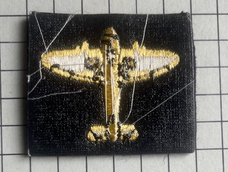 c1972-95 Royal Observer Corps (ROC) Cloth '25 Master Pass' Annual Test Gold Spitfire Badge Patch