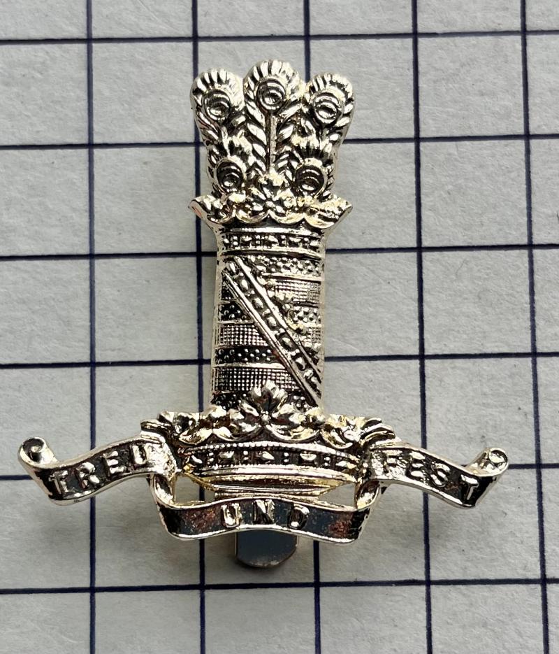 c1953-69 The 11th Hussars Anodised Aluminium Staybrite Cap Badge Firmin London