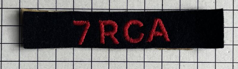 cWW2 The 7th Medium Regiment Royal Canadian Artillery (RCA) Shoulder Title Badge Patch