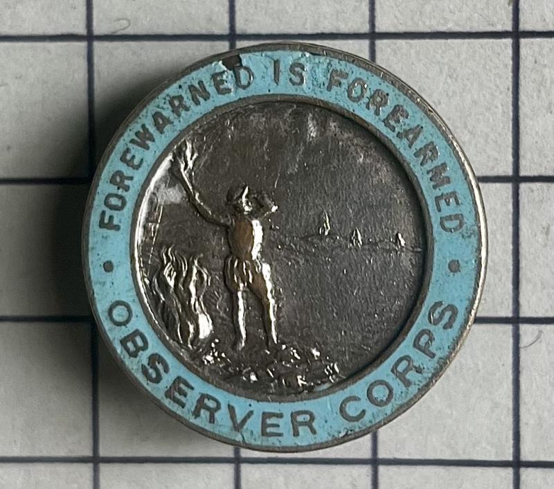 cWW2 Pre-1941 Observer Corps Lapel & Cap Badge