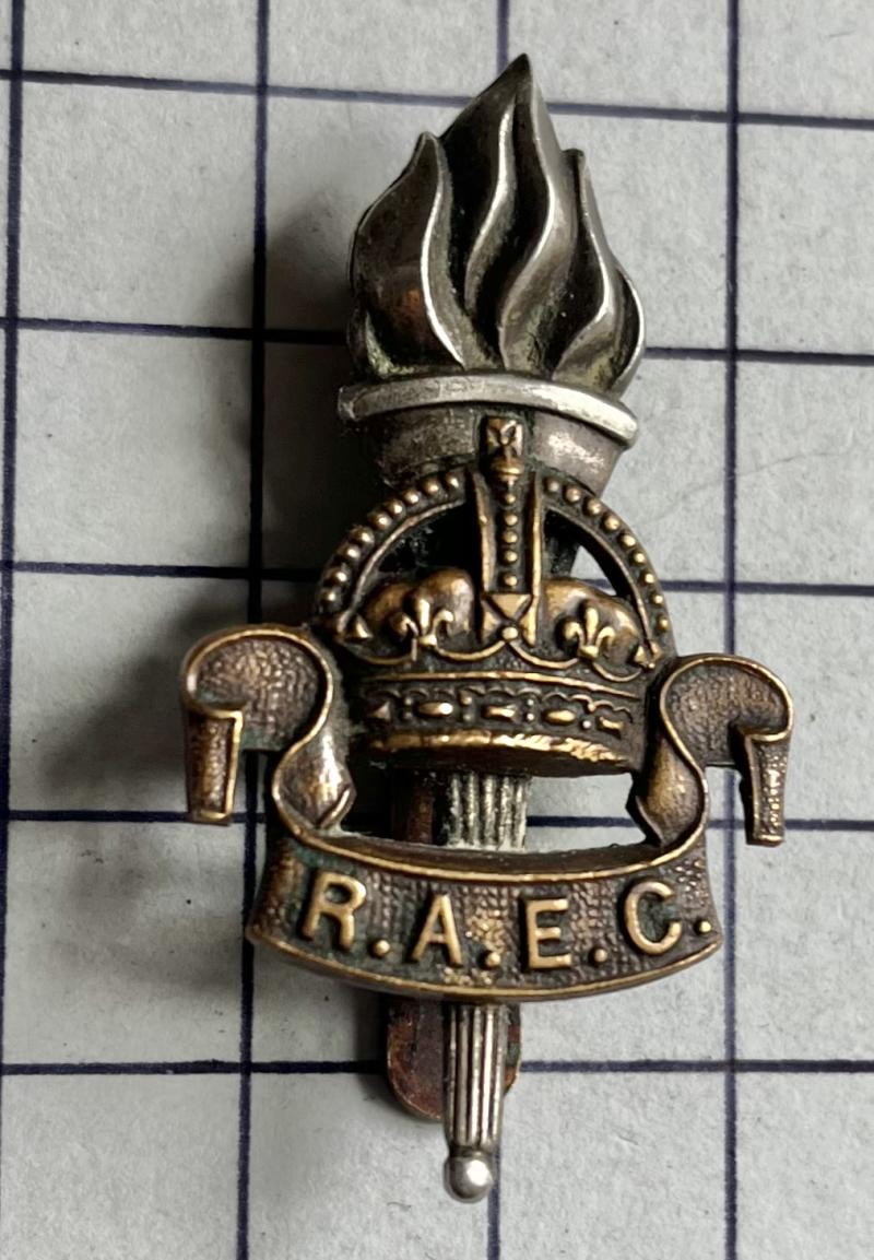 The Royal Army Education Corps (RAEC) King’s Crown Bi-Metal Other Ranks Cap Badge.