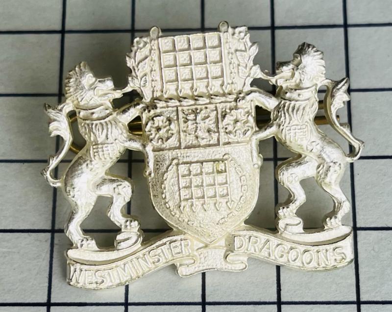 Westminster Dragoons Officer's Silver Frosted Cap Badge Royal Yeo HQ Sqn