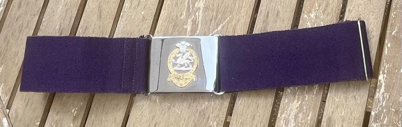 c1966-92 The Queen's Regiment Stable Belt Chrome Buckle Cap Badge Device