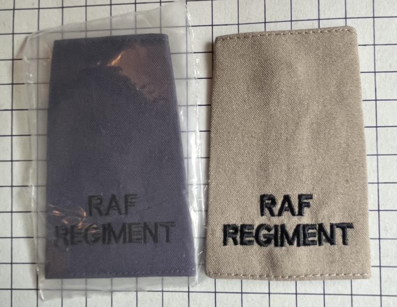 Royal Air Force (RAF) Regiment Cloth Shoulder Tab Title Slip-On Badges