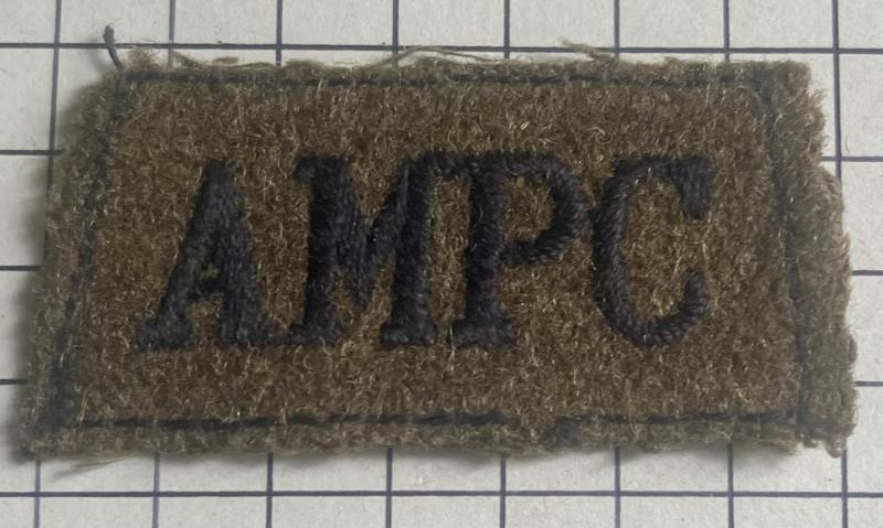c1940 Auxiliary Military Pioneer Corps (AMPC) Slip-On Shoulder Title Patch Badge