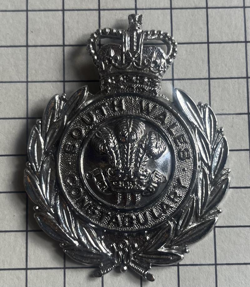 c1969-95 South Wales Police Constabulary Cap Welsh Helmet Plate Badge