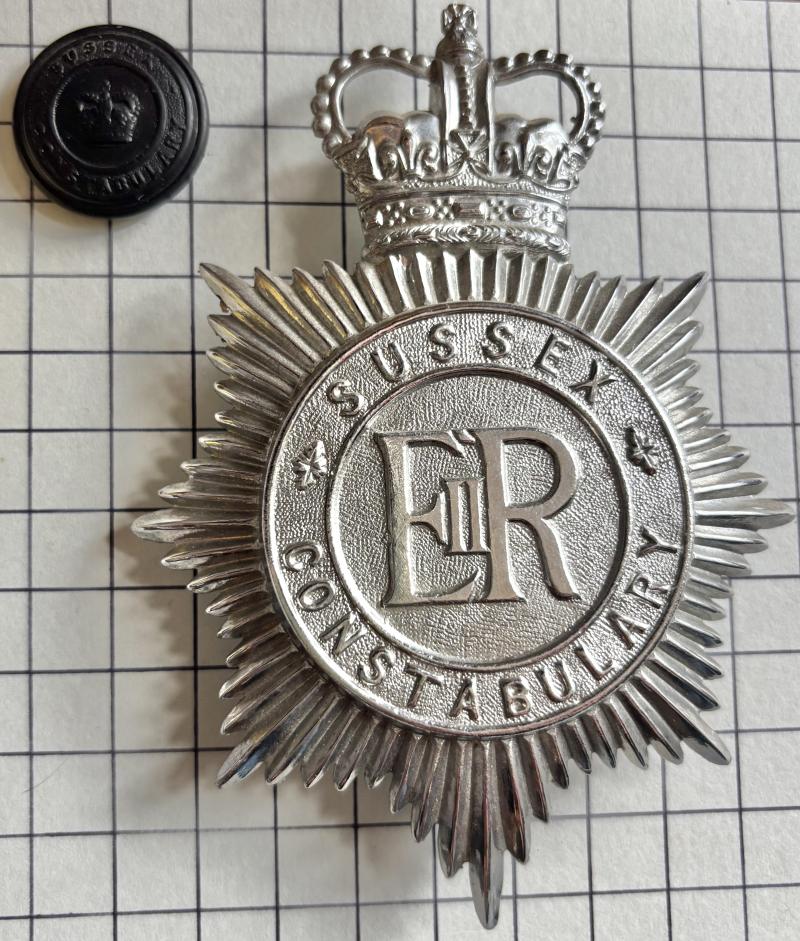 c1968-74 Sussex Constabulary Large Chrome Helmet Plate