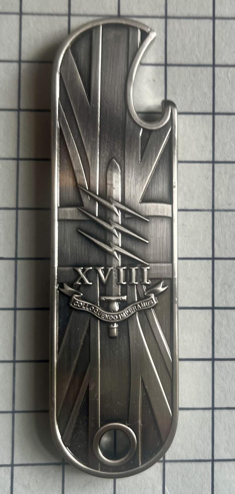 c2014 Official 18 (UKSF) Signal Signal Regiment Special Forces Communicator (SFC) Bottle Opener Challenge Coin