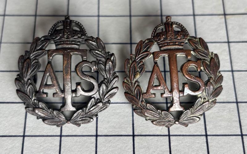 cWW2 Auxiliary Territorial Service (ATS) Officer Service Dress (OSD) Pair of Collar Badges