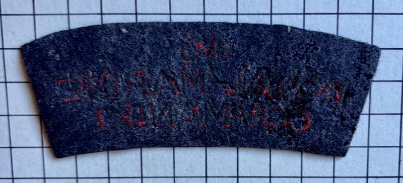 cWW2 46 Royal Marine (RM) Commando Paste Backed Shoulder Title Patch Badge