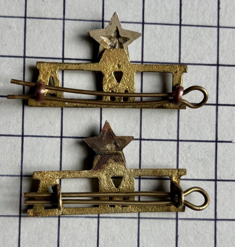 cWW2 Indian Military Academy (IMA) Pair of Cast Brass Shoulder Title Badges