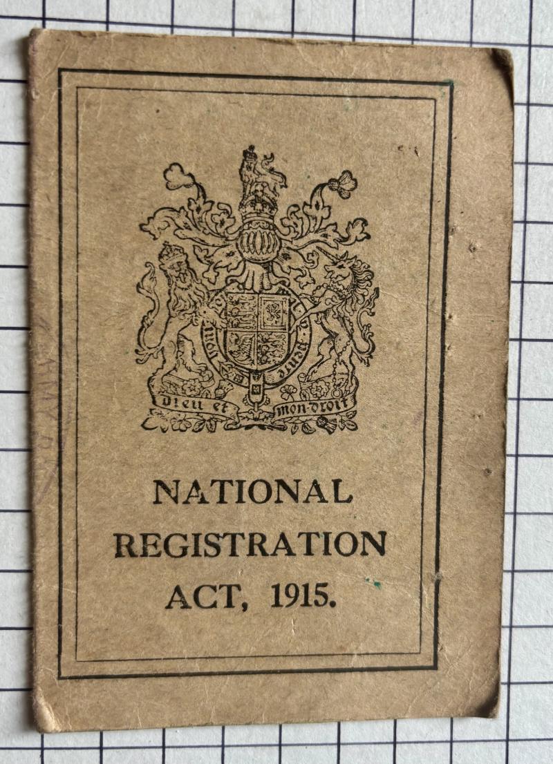 c1915 WW1 British National Registration Card Act Great War British Identity Card Alexander S Dunbar