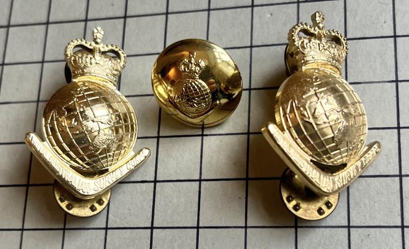 Pre-1996 Royal Australian Survey Corps (RASVY) Pair of Anodised Collar Badges & Button