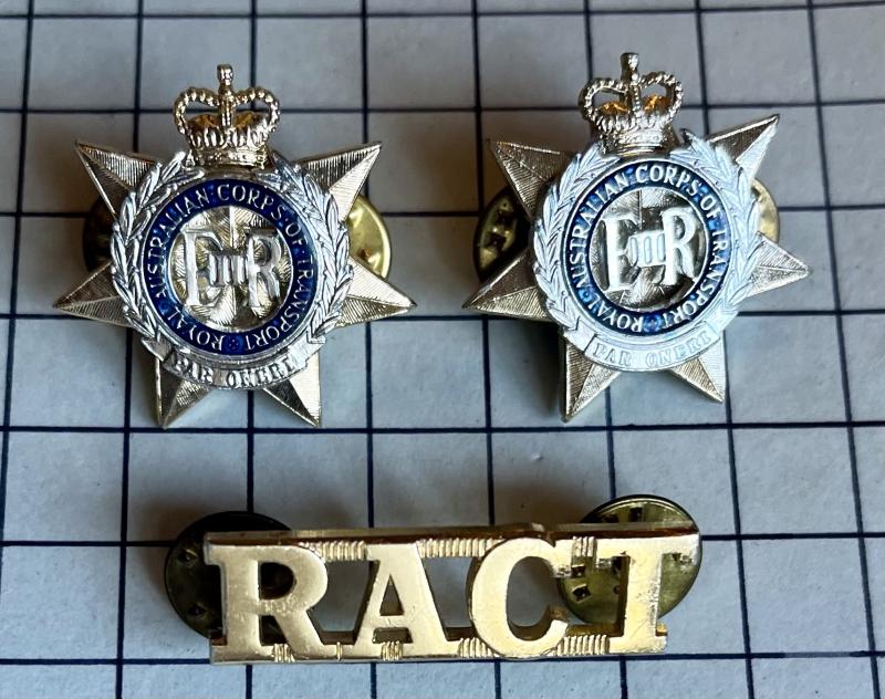 Royal Australian Corps of Transport (RACT) Anodised Collar Badges & Shoulder Titles