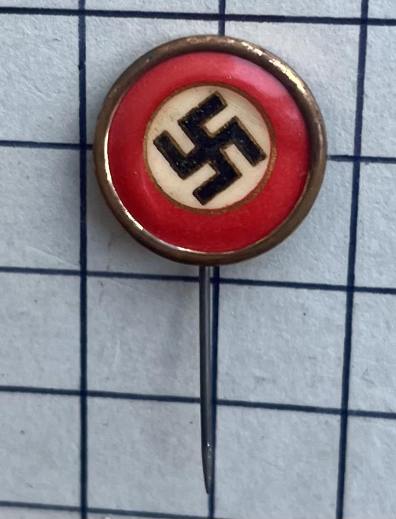c1930s WW2 German NSDAP Party Supporter Celluloid Stickpin Tinnie Badge