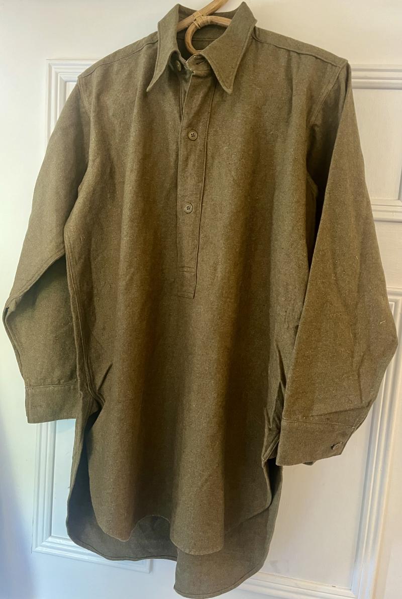 WW2 1945 Dated Other Ranks British Military Army Issue Long Sleeved Half Button Front Shirt