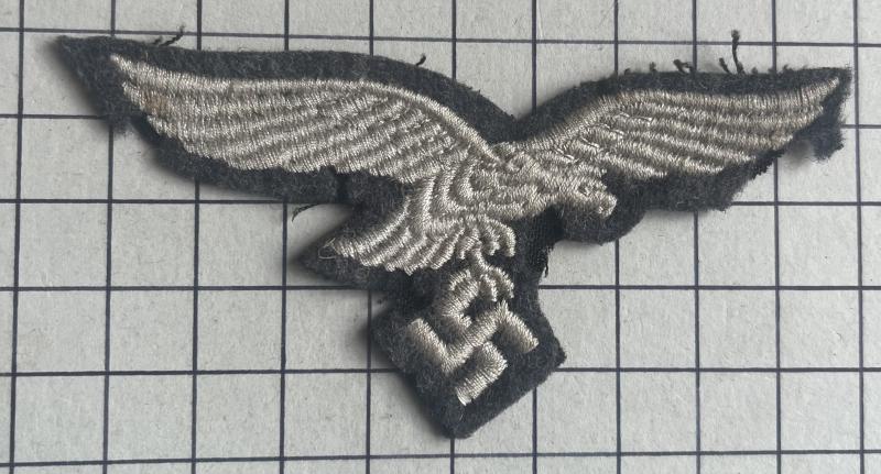 cWW2 German Air Force Luftwaffe Cloth Other Rank's Breast Eagle Badge
