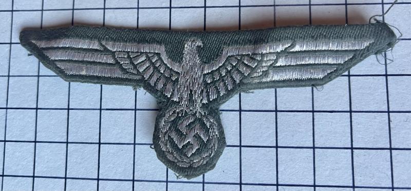 cWW2 German Heer (Army) M38 Pattern ‘BeVo’ Flatwire Breast Eagle Badge Patch