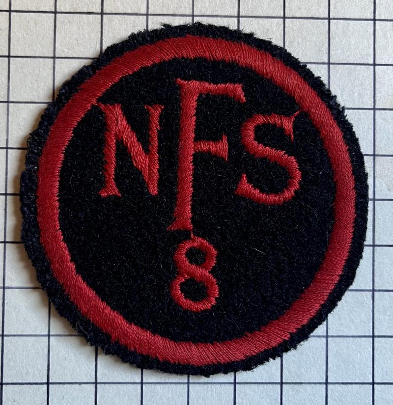 cWW2 National Fire Service (NFS) '8' Nottingham District Cloth Patch Badge