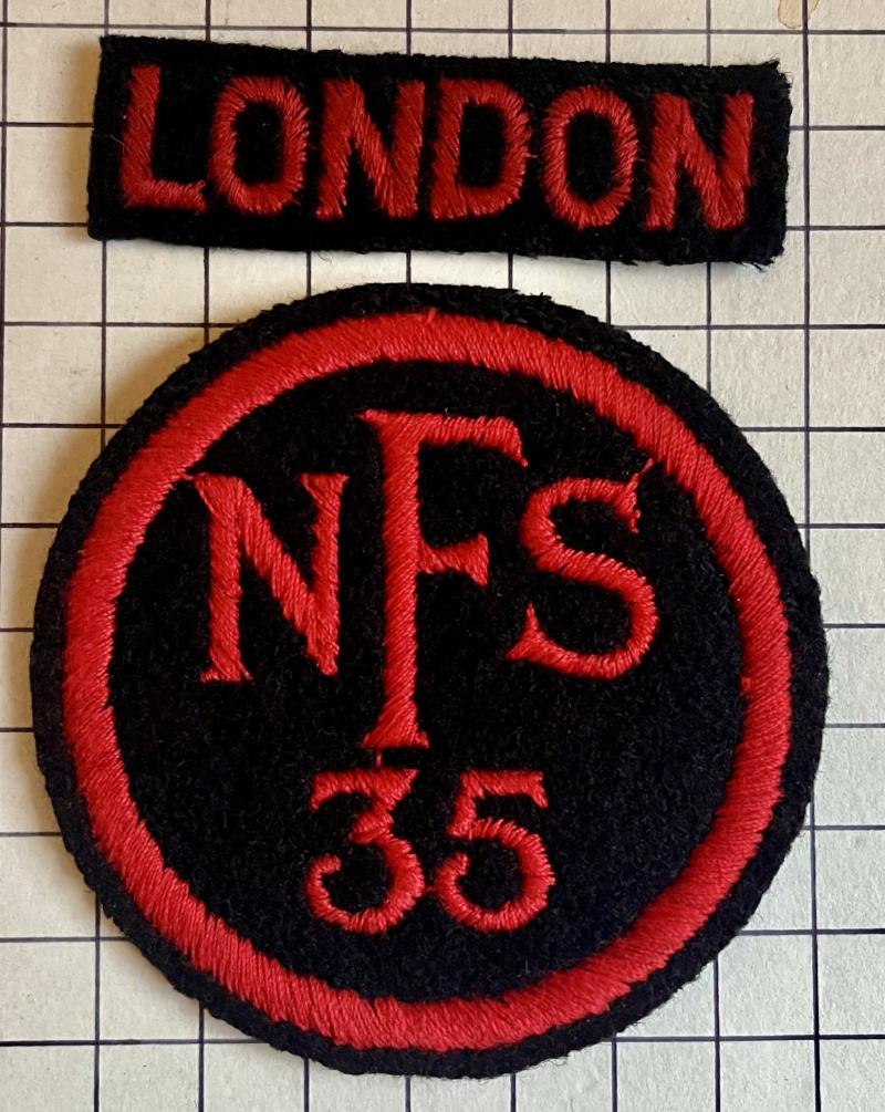 cWW2 National Fire Service (NFS) '35' London District Cloth Patches Badge