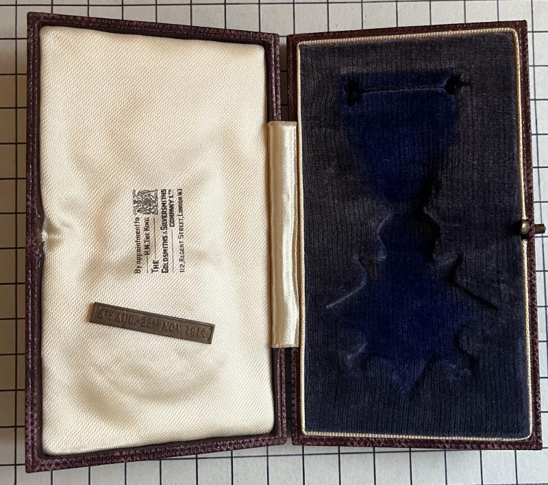 cWW1 1914 Star Bar & Deluxe Mons Medal Box Regent Street London