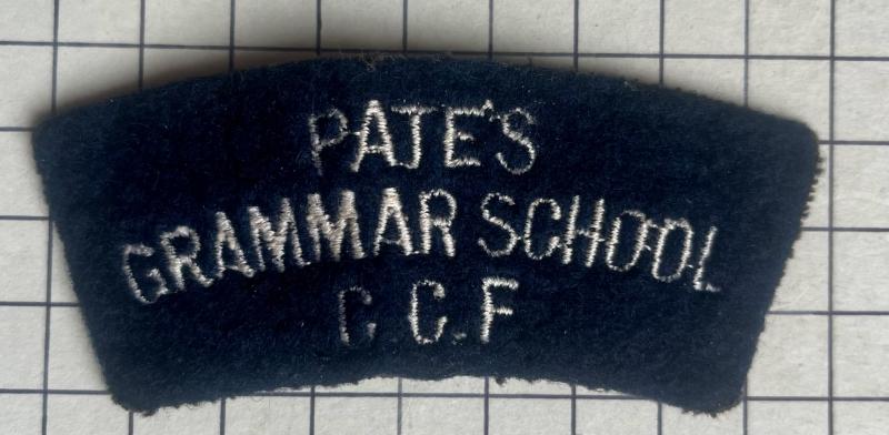 Pates Grammar School Combined Cadet Force (CCF) Cloth Shoulder Title Badge Patch