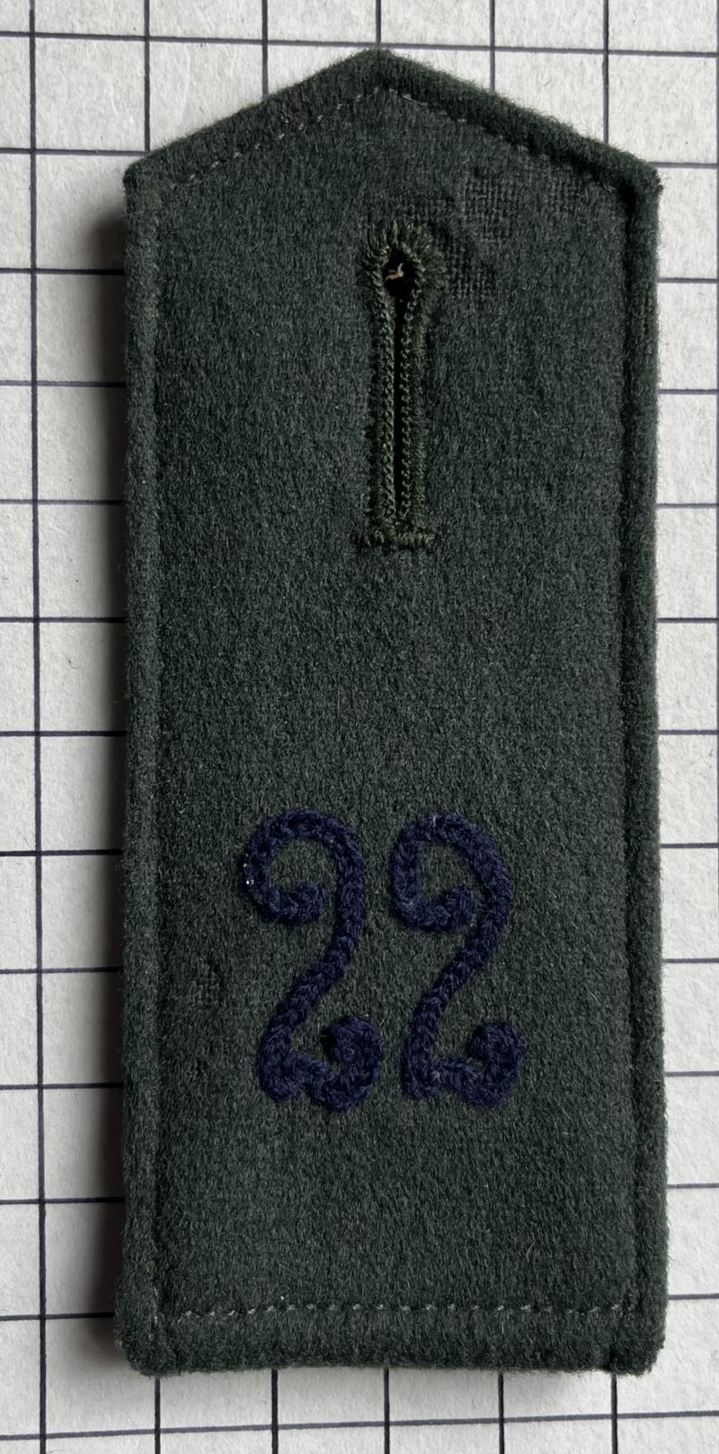 c1935 - 39 German WW2 Shoulder Strap 22. Sanitäts-Abteilung Regt  22nd Medical Regiment