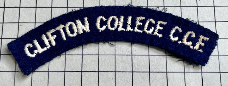 Post 1948 Clifton College Combined Cadet Force (CCF) Bristol Cloth Shoulder Title Badge
