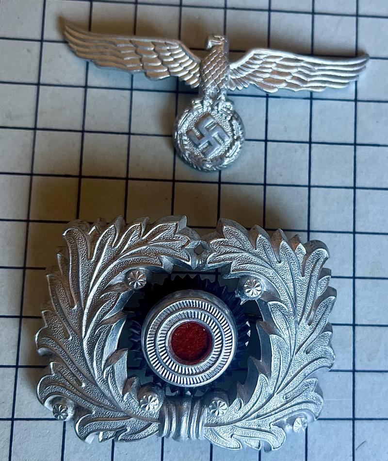 WW2 German Landzoll / Land Customs Visor Cap Wreath & Cockade Eagle Cap Badge