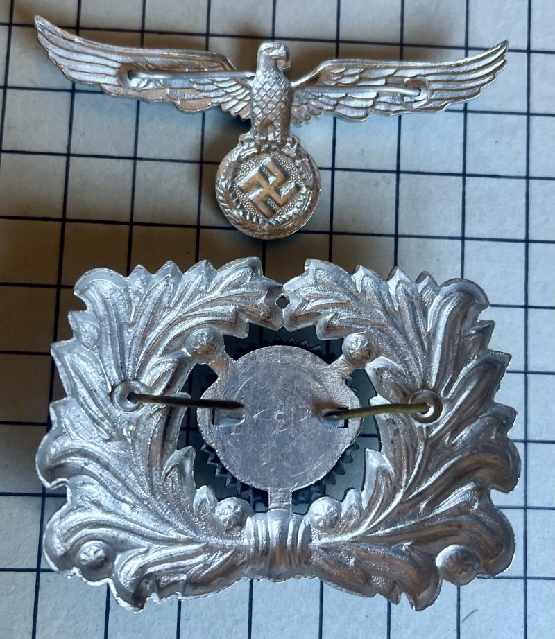 WW2 German Landzoll / Land Customs Visor Cap Wreath & Cockade Eagle Cap Badge