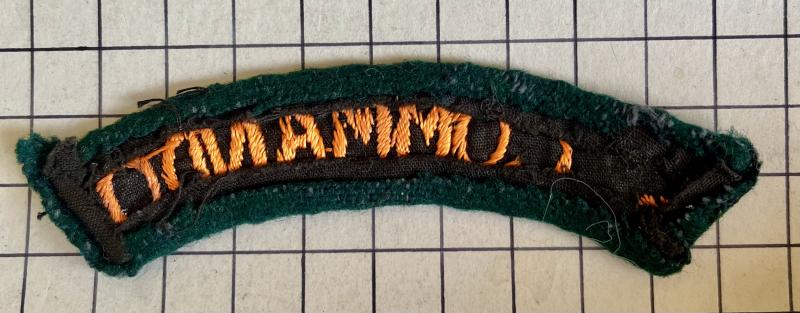 c1943-44 WW2 No. 5 Commando Indian Theatre Made Cloth Shoulder Title Badge